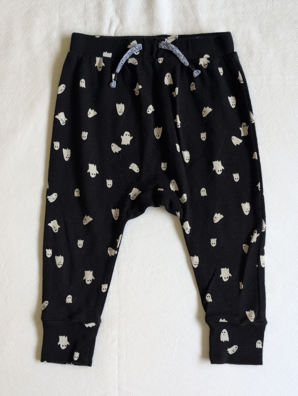JOE FRESH | Halloween Ghost Print Cozy Jogger Sweatpants Black | 12-18M